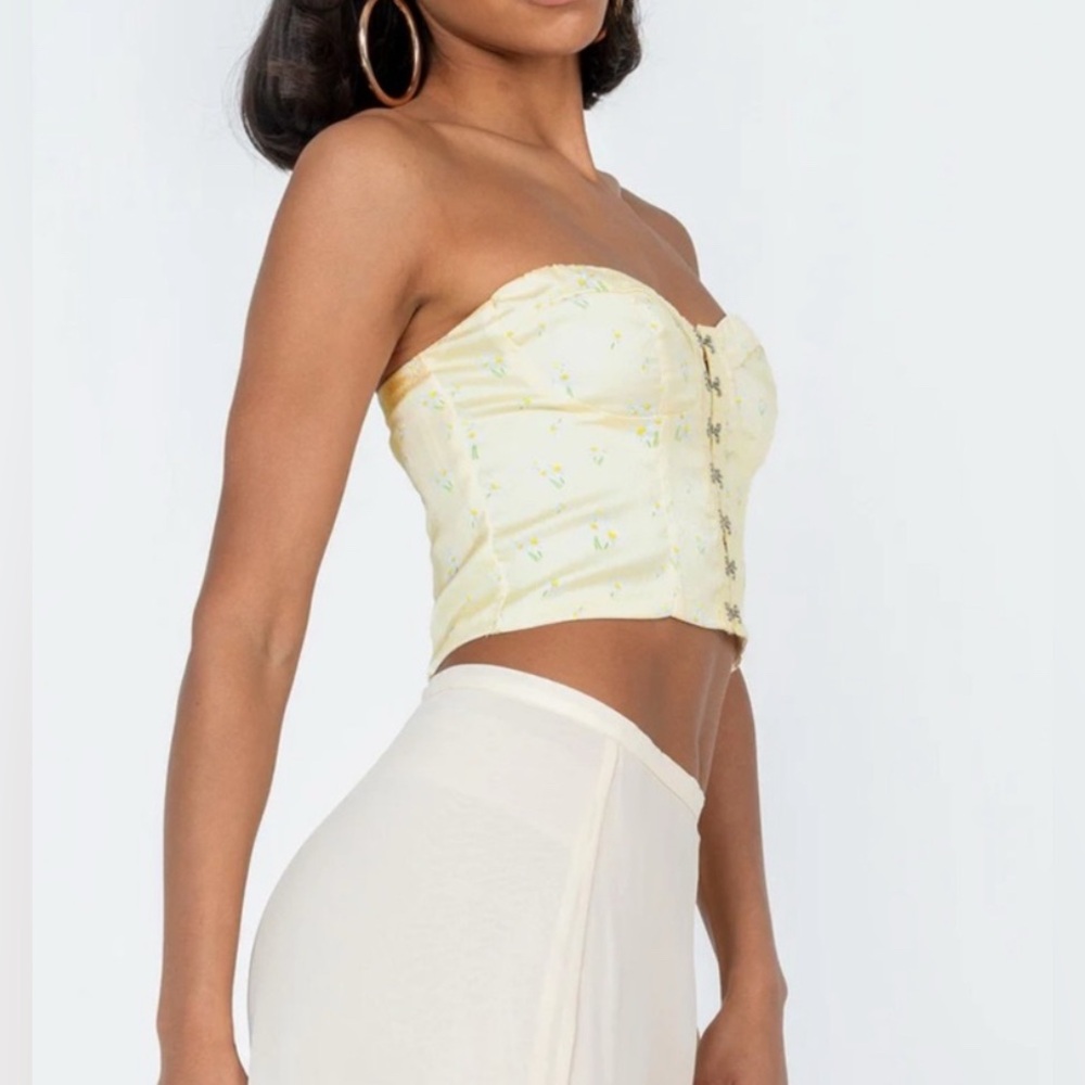 Princesses Polly Yellow Daisy Shirred Back Corset Top